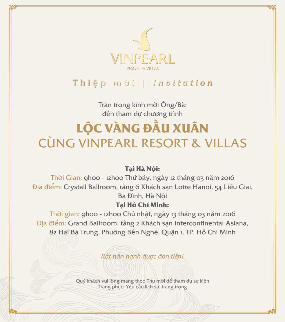 LỘC VÀNG ĐẦU XUÂN CÙNG VINPEARL RESORT & VILLAS