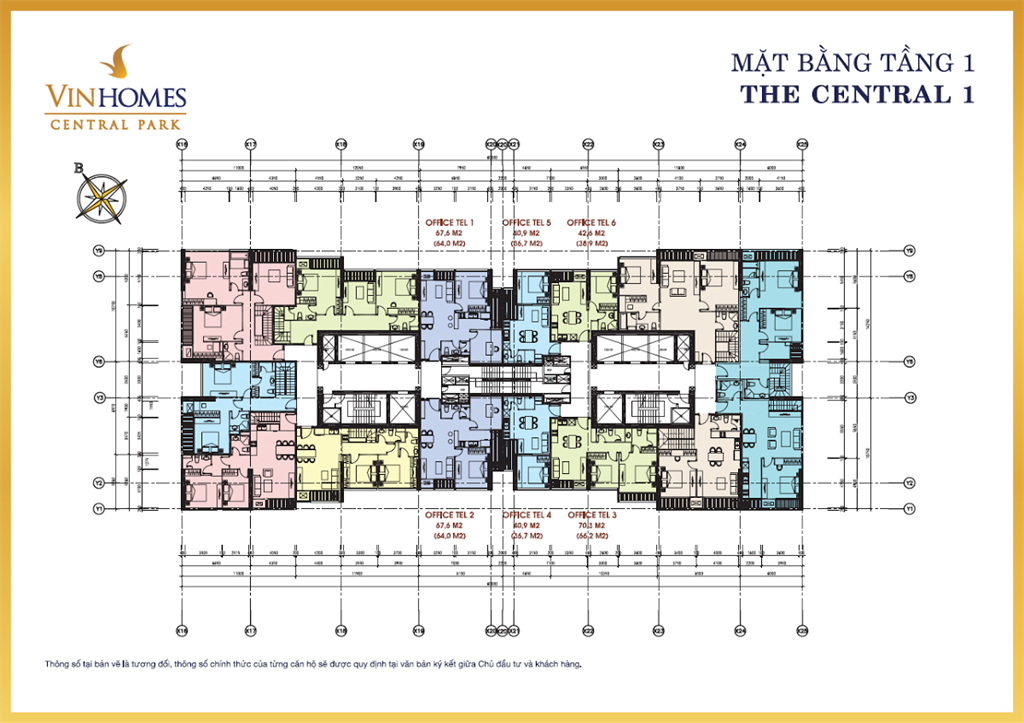 Mặt bằng The Central 1 tầng 1