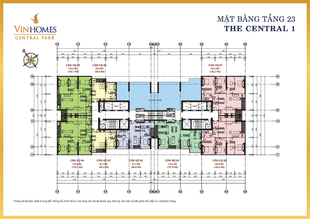 Mặt bằng The Central 1 tầng 23