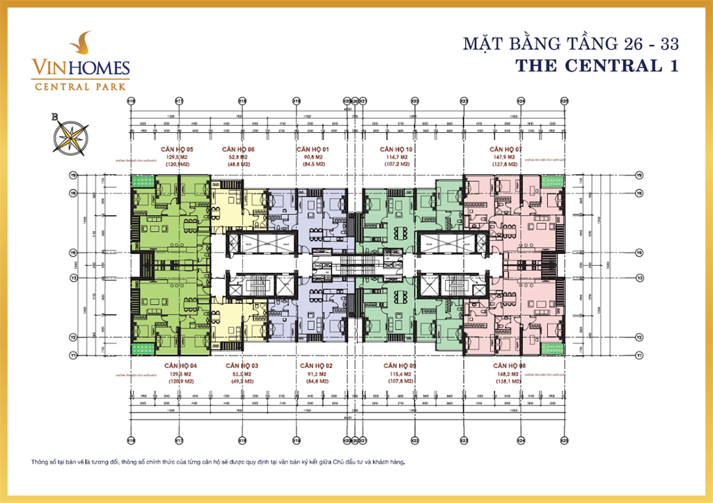 Mặt bằng The Central 1 tầng 26-33