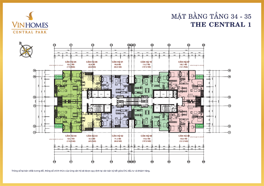 Mặt bằng The Central 1 tầng 34-35