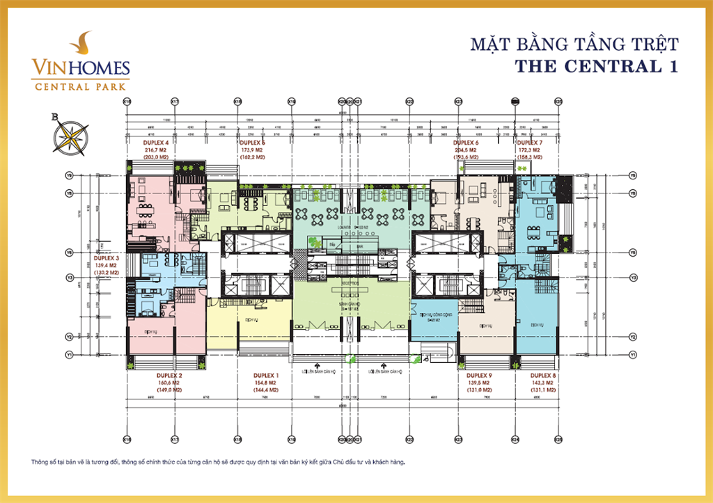 Mặt bằng Central Park 1 Tầng Trệt