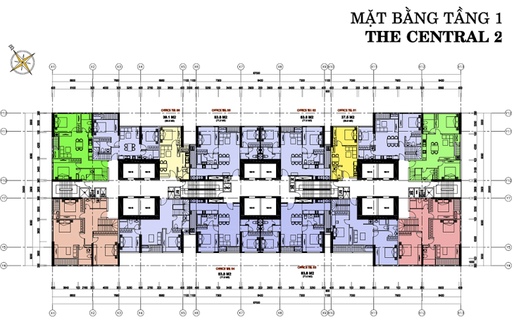 Mặt bằng The Central 2 tầng 1