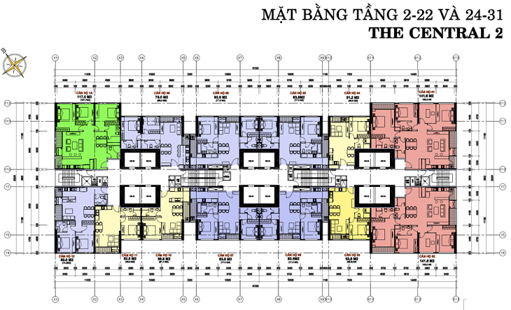 Mặt bằng The Central 2 tầng điển hình