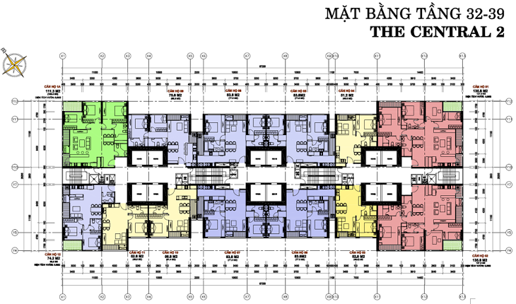 Mặt bằng The Central 2 tầng 32 đến 39