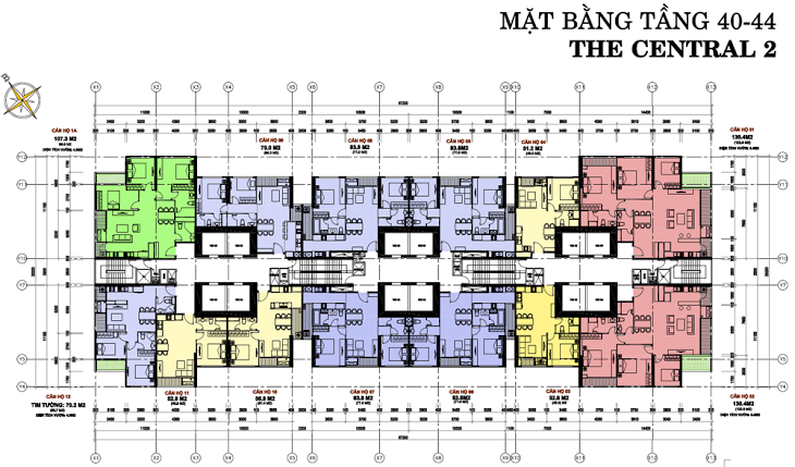 Mặt bằng The Central 2 tầng 40 đến 44