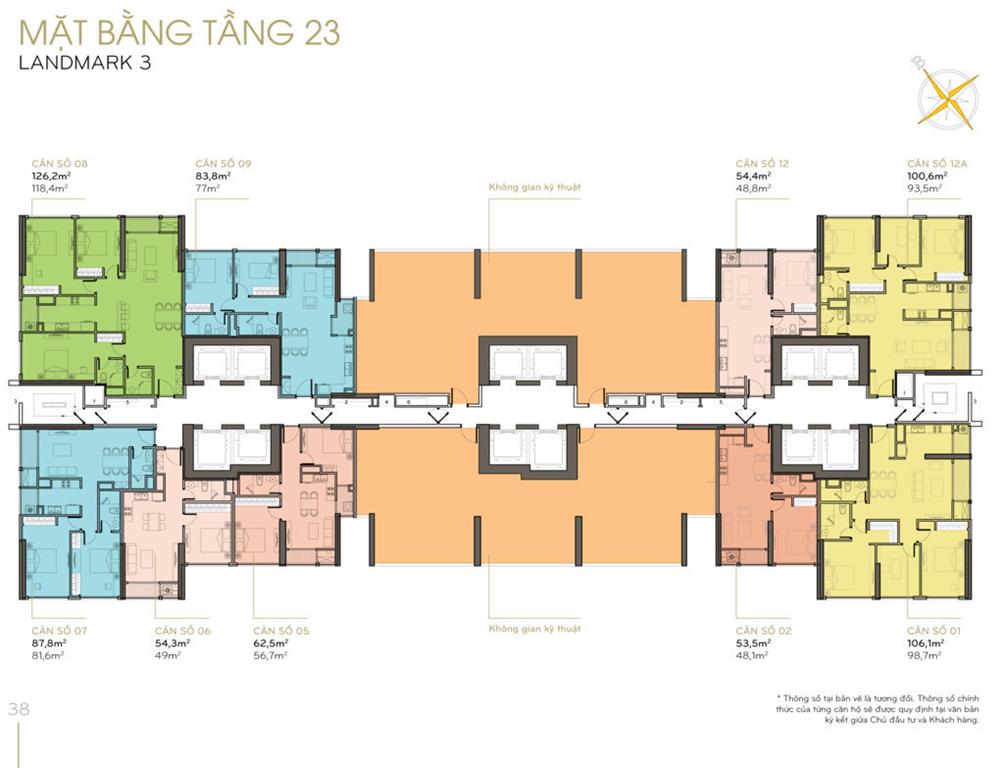 Mặt bằng tầng 23 Landmark 3 - Vinhomes Central Park