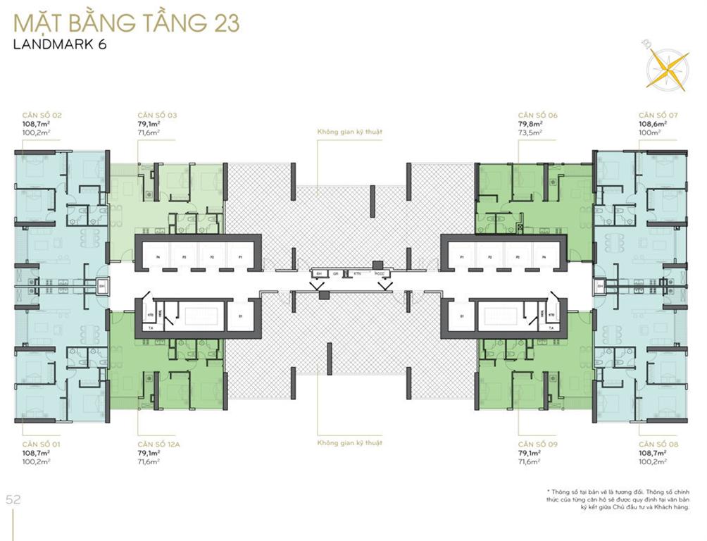 Mặt bằng tầng 23 Landmark 6 - Vinhomes Central park