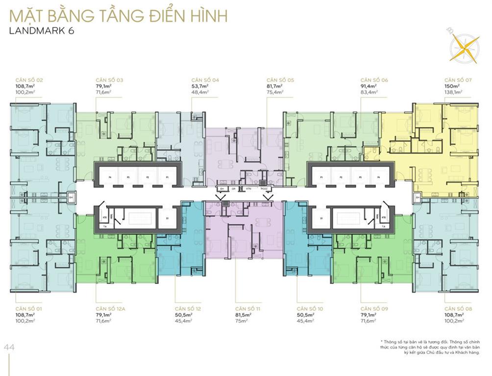 Mặt bằng tầng điển hình Landmark 6 - Vinhomes Central Park