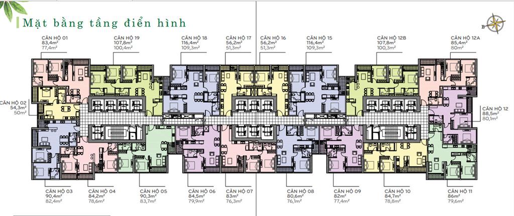 Mặt bằng tầng điển hình The Park 7 - Vinhomes Central Park