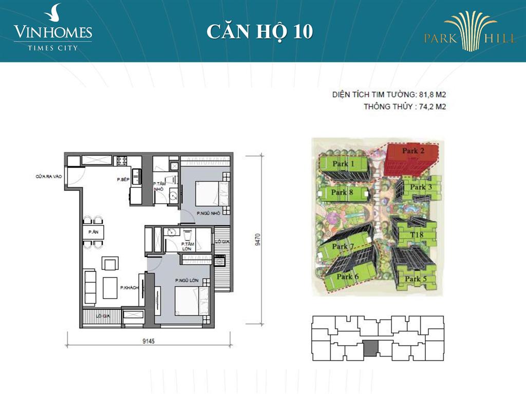 Mặt bằng căn 10 tòa Park 2 - Times City - Park Hill